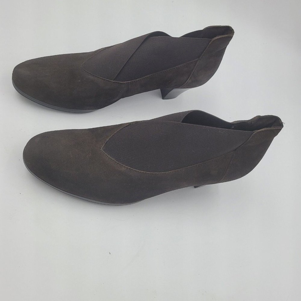 NEW Munro Francee Brown Suede V-Neck Heeled Ankle Bootie Women's Size 10M - Picture 3 of 11